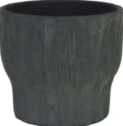 HS Potterie Vigo bloempot keramiek 14x13cm antraciet
