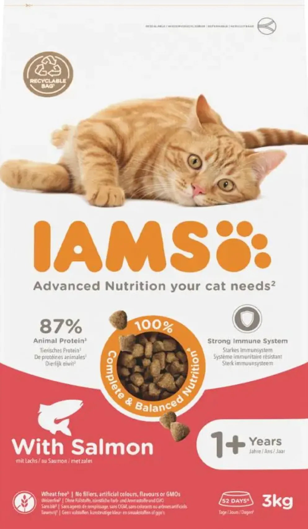 Iams Adult kattenvoer tarwevrij zalm 3kg