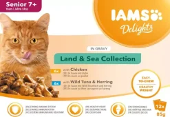 Iams Delights Senior Land & Sea Collection in saus multipack 12 x 85g