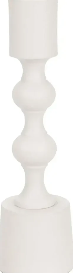 Kandelaar metaal rond 4.5x15.5cm wit