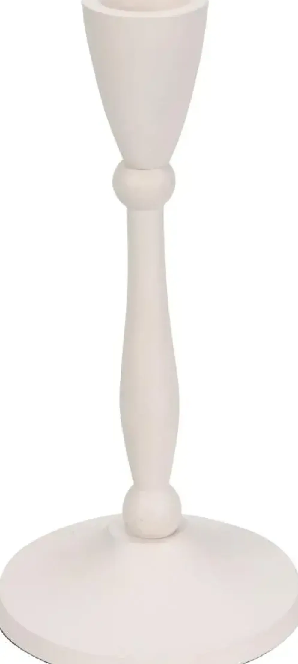 Kandelaar metaal rond 8.5x17cm wit