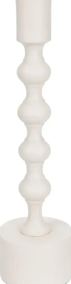 Kandelaar metaal rond 6.5x23.5cm wit