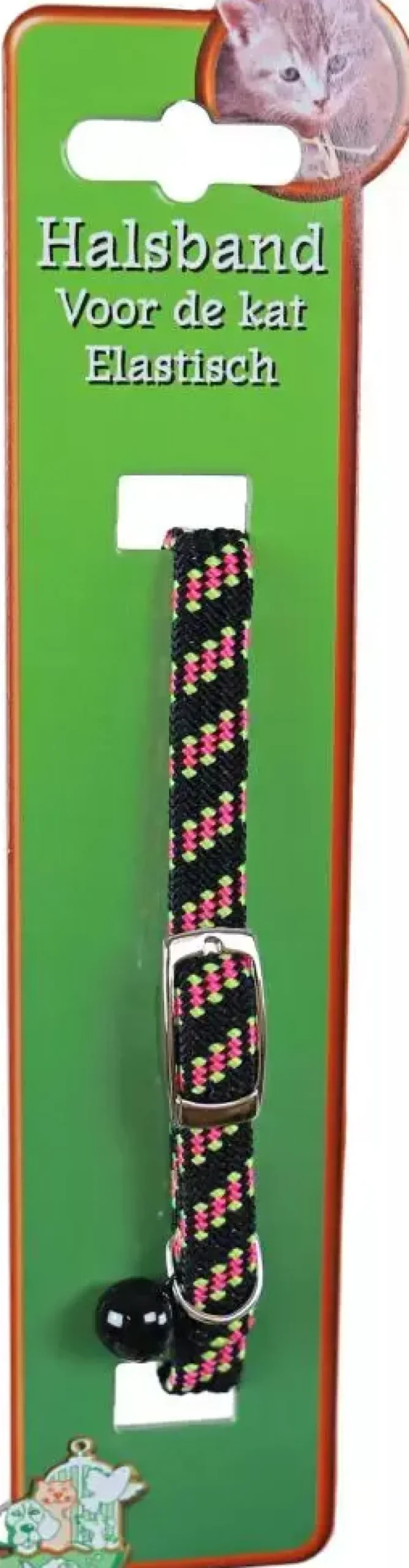 Kattenhalsband elastisch, zwart/roze