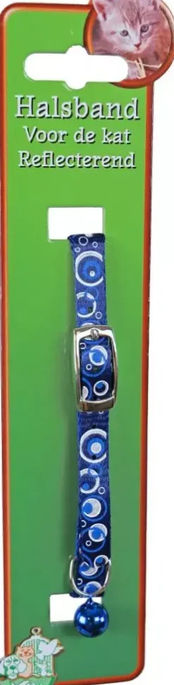 Kattenhalsband nylon bubble, blauw reflecterend