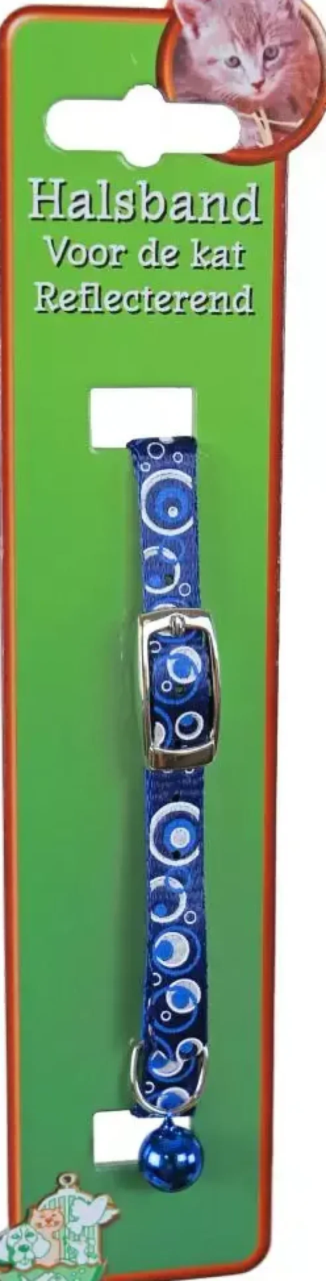 Kattenhalsband nylon bubble, blauw reflecterend