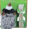 Kattenspeelgoed op kaart pluche wasbeer met catnip vulbaar, 18 cm.