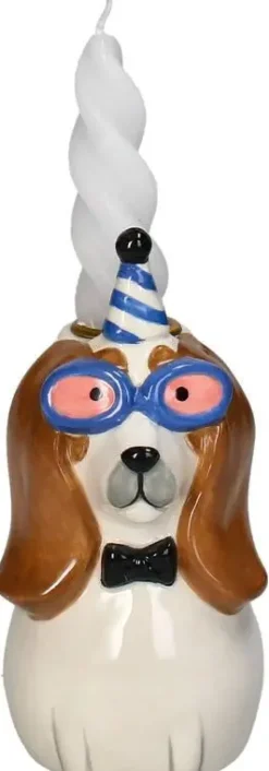 Kersten kandelaar aardewerk hond 7.5x14.5cm multi
