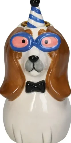 Kersten kandelaar aardewerk hond 7.5x14.5cm multi