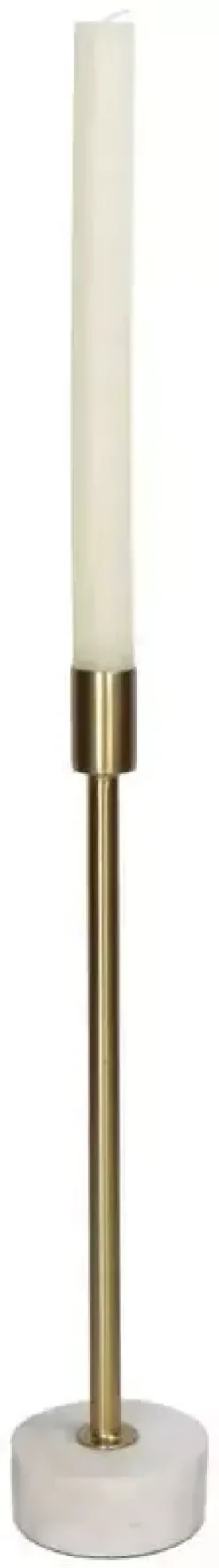 Kersten kandelaar marmer rond 7.5x34cm goud