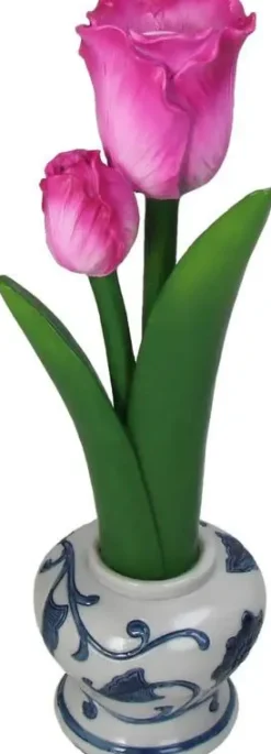 Kersten kandelaar polyresin tulp 9.5x9x27cm paars