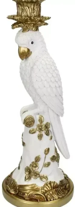 Kersten kandelaar polyresin vogel 14x14x35.5cm goud