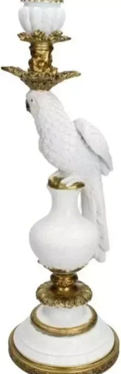 Kersten kandelaar polyresin vogel 15x13x39.5cm goud