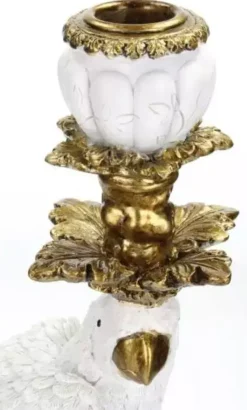 Kersten kandelaar polyresin vogel 15x13x39.5cm goud