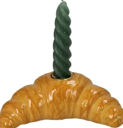 Kersten kandelaar polyresin croissant 16.5x9x5.5cm bruin
