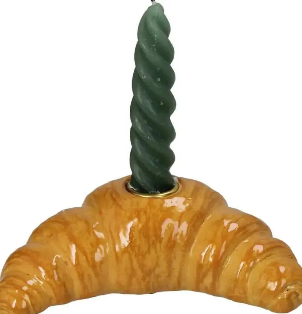 Kersten kandelaar polyresin croissant 16.5x9x5.5cm bruin