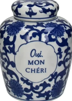 Kersten pot porselein oui, mon chéri 17.5x21.5cm blauw