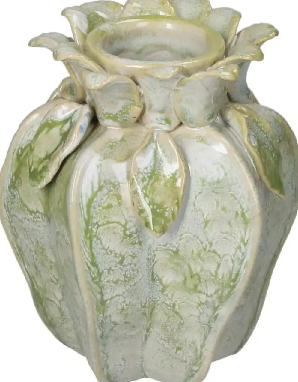 Kersten vaas aardewerk deco 11.5x10x15cm groen