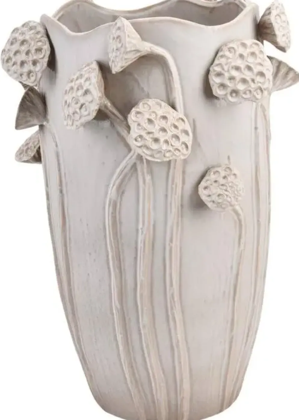 Kersten vaas aardewerk lotus 27.5x25.5x35cm wit
