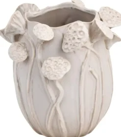 Kersten vaas aardewerk lotus 26.5x25.5x26.5cm wit