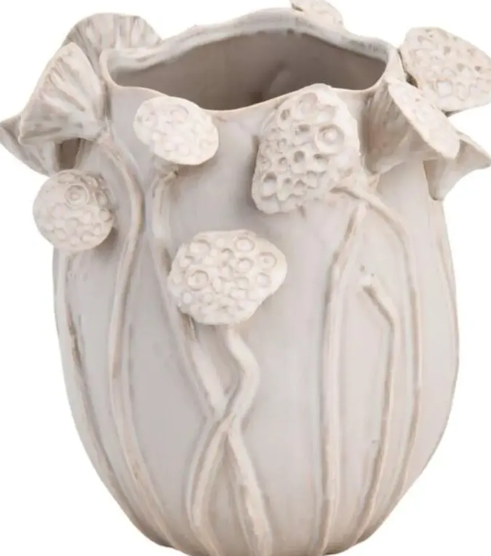 Kersten vaas aardewerk lotus 26.5x25.5x26.5cm wit