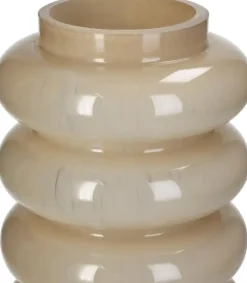 Kersten vaas glas rond 12x30cm beige