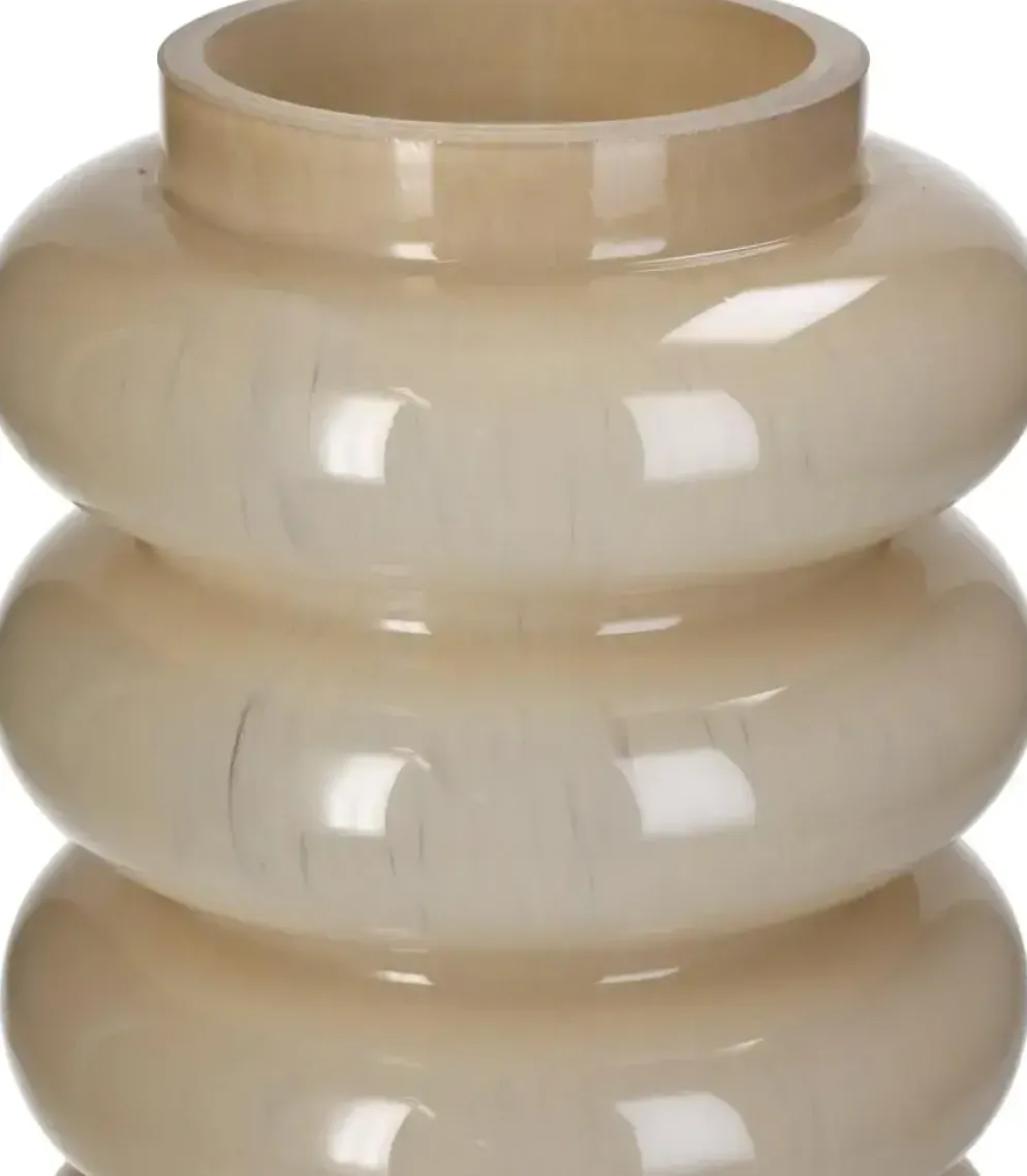 Kersten vaas glas rond 12x30cm beige