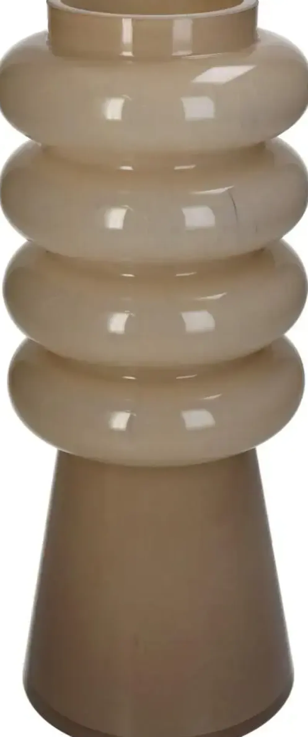 Kersten vaas glas rond 12x30cm beige