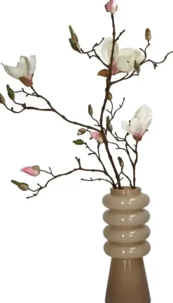 Kersten vaas glas rond 12x30cm beige