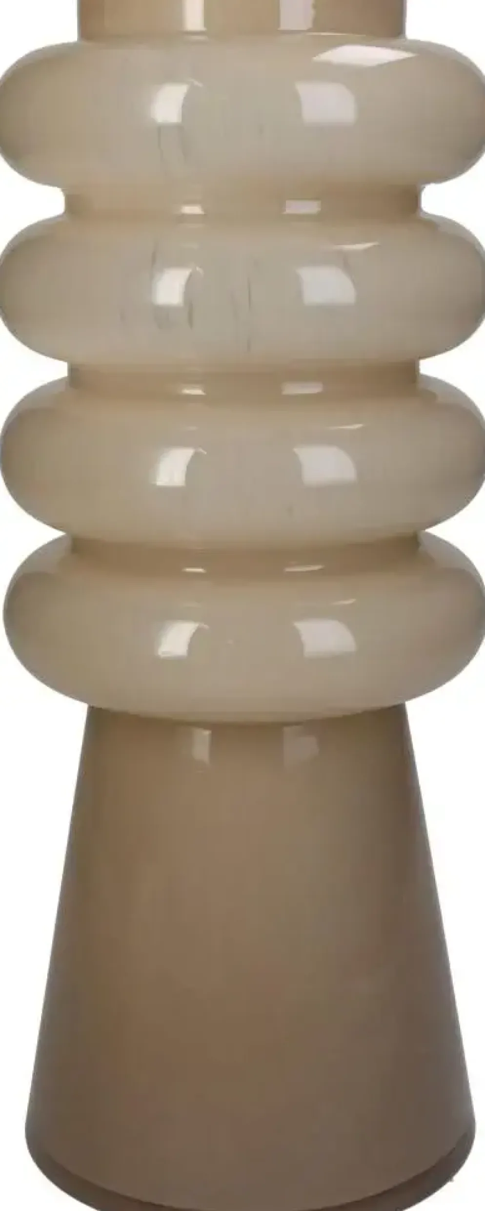 Kersten vaas glas rond 12x30cm beige
