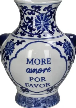 Kersten vaas porselein more amore por favor 21.5x31cm blauw