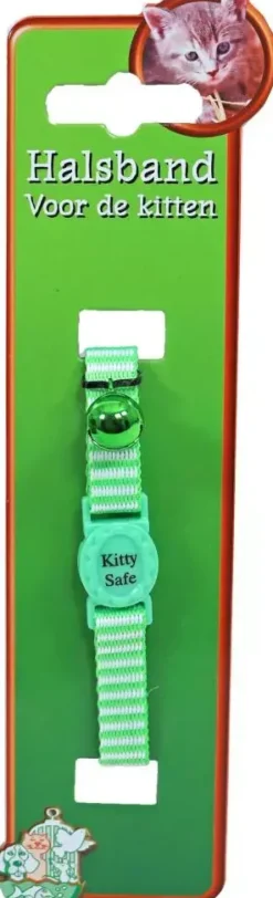 Kittenhalsband polyester gestreept, groen