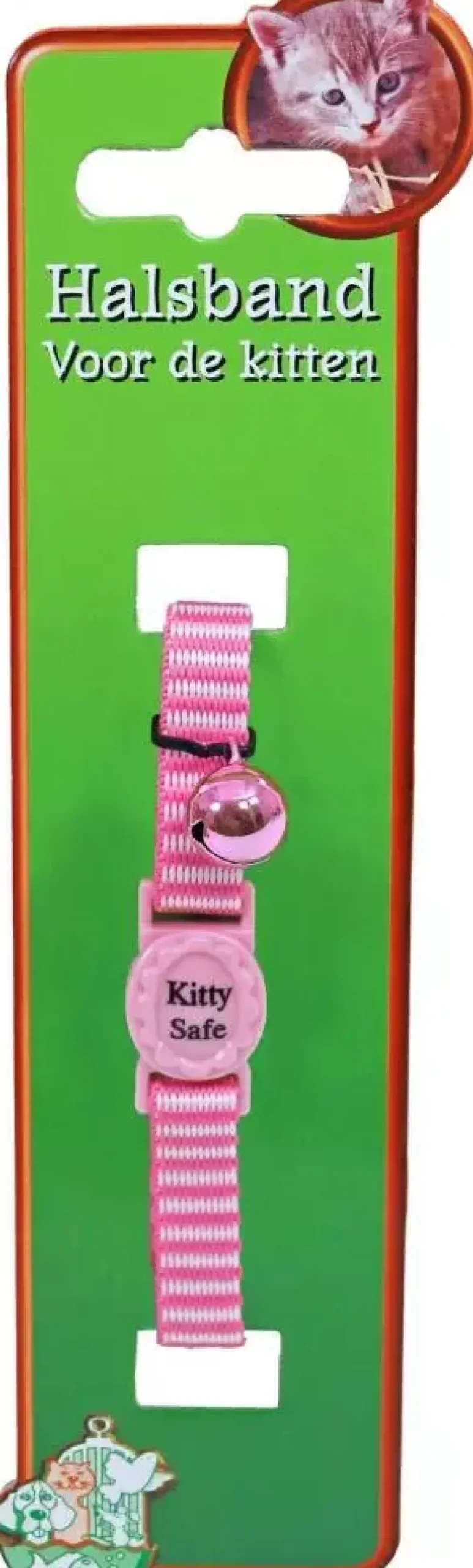 Kittenhalsband polyester gestreept, roze