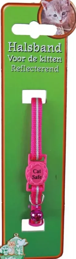 Kittenhalsband polyester neon, roze reflecterend