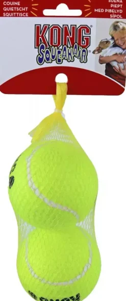 Kong hond Squeakair met piep large, net à 2 tennisballen (Ø 7,5 cm)