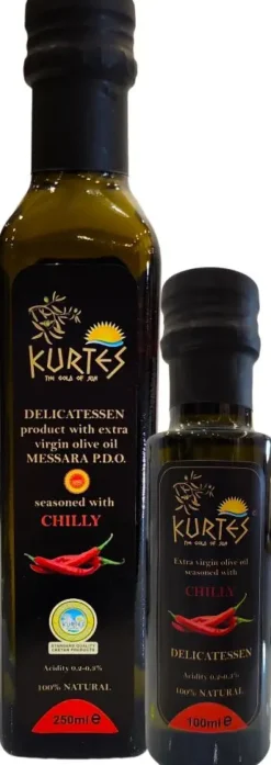 Kurtes fles delicatessen olijfolie chili 100 ml