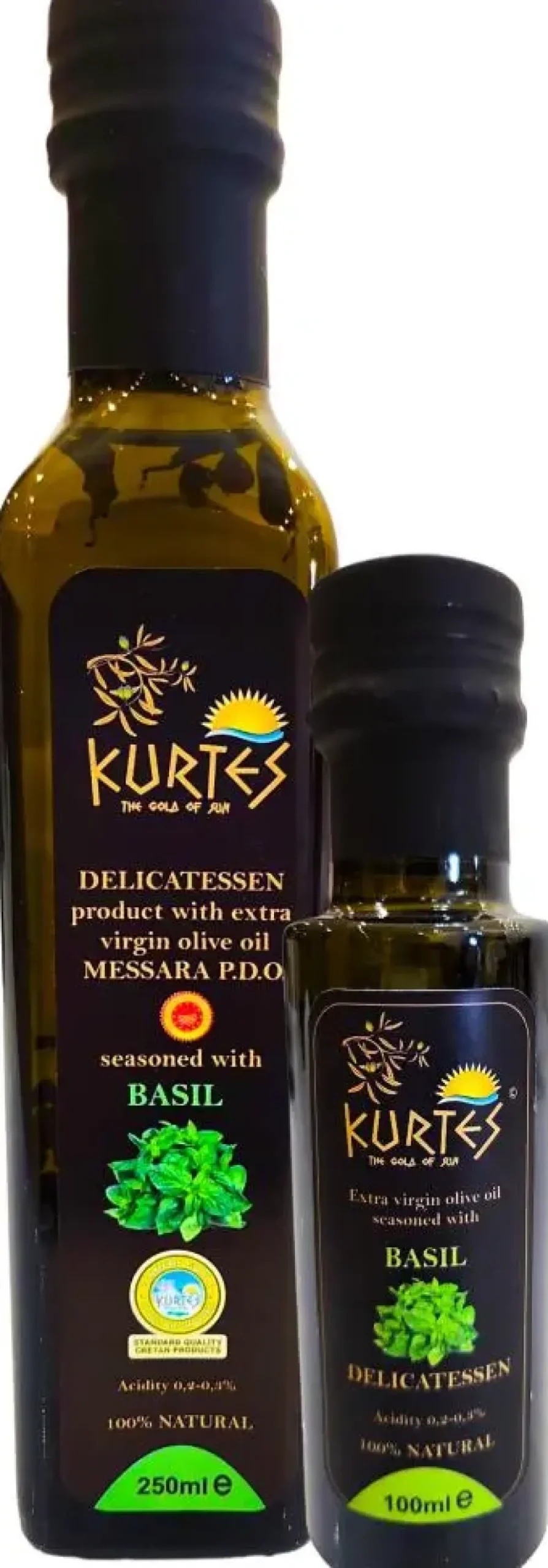 Kurtes fles delicatessen olijfolie basilicum 250 ml