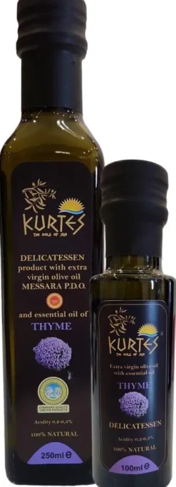 Kurtes fles delicatessen olijfolie tijm 100 ml