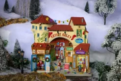 Lemax artist alley verlichte facade Caddington Village 2024