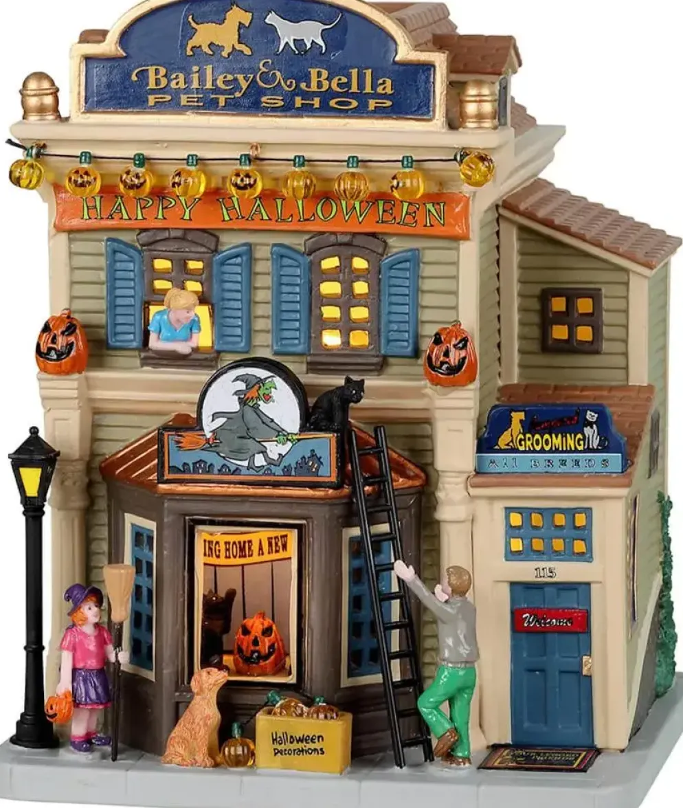 Lemax bailey & bella pet shop verlicht huisje Spooky Town 2022