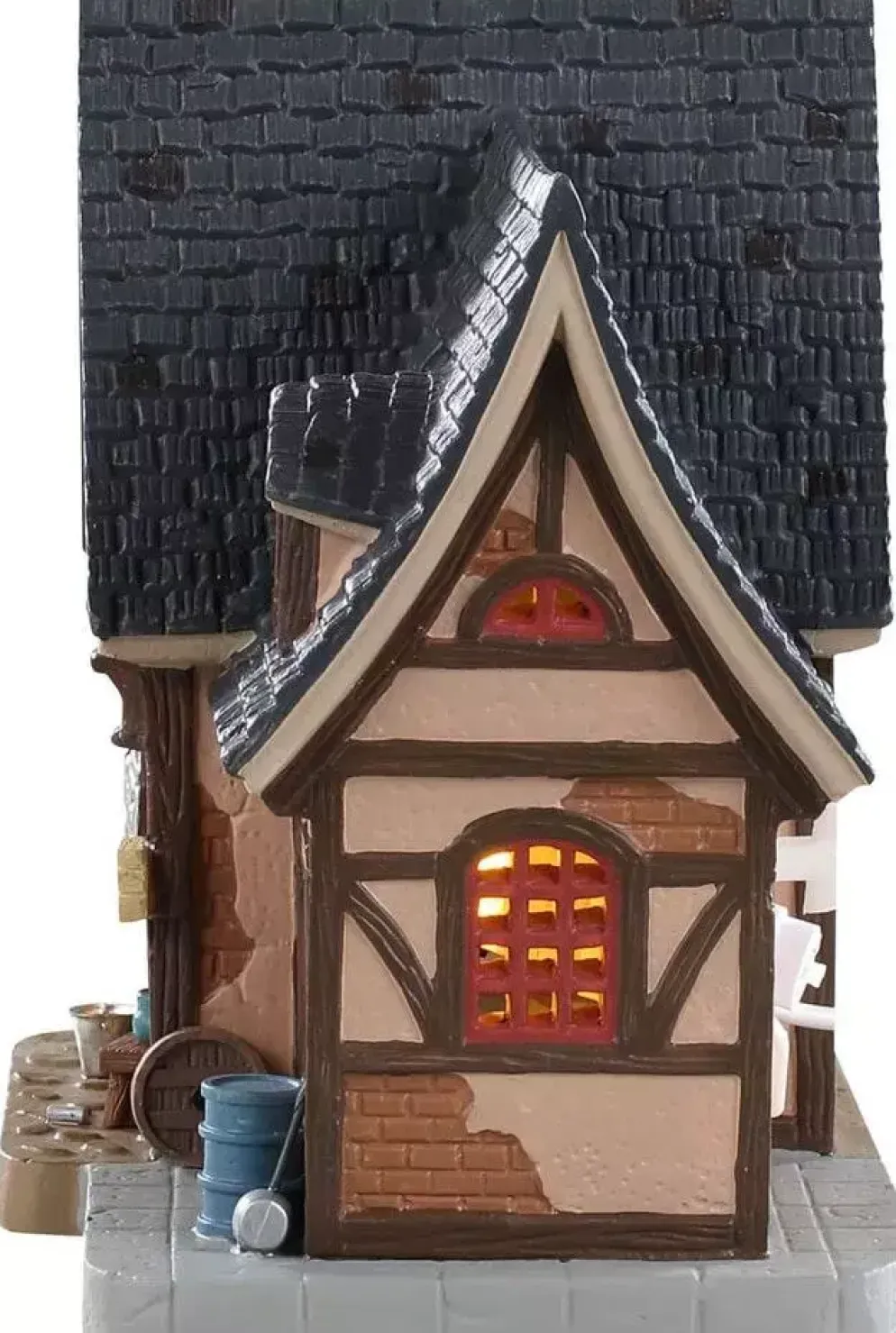Lemax bellows and co. blacksmith verlicht kersthuisje Caddington Village 2019