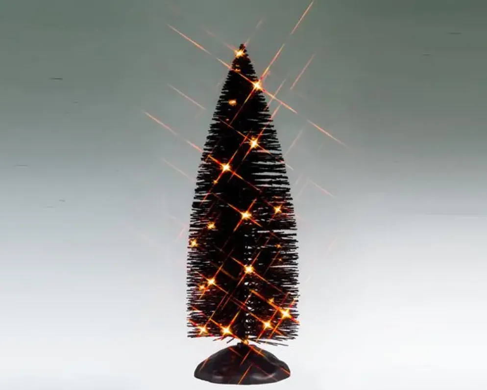 Lemax black bristle tree with orange lights verlichte boom Spooky Town 2025