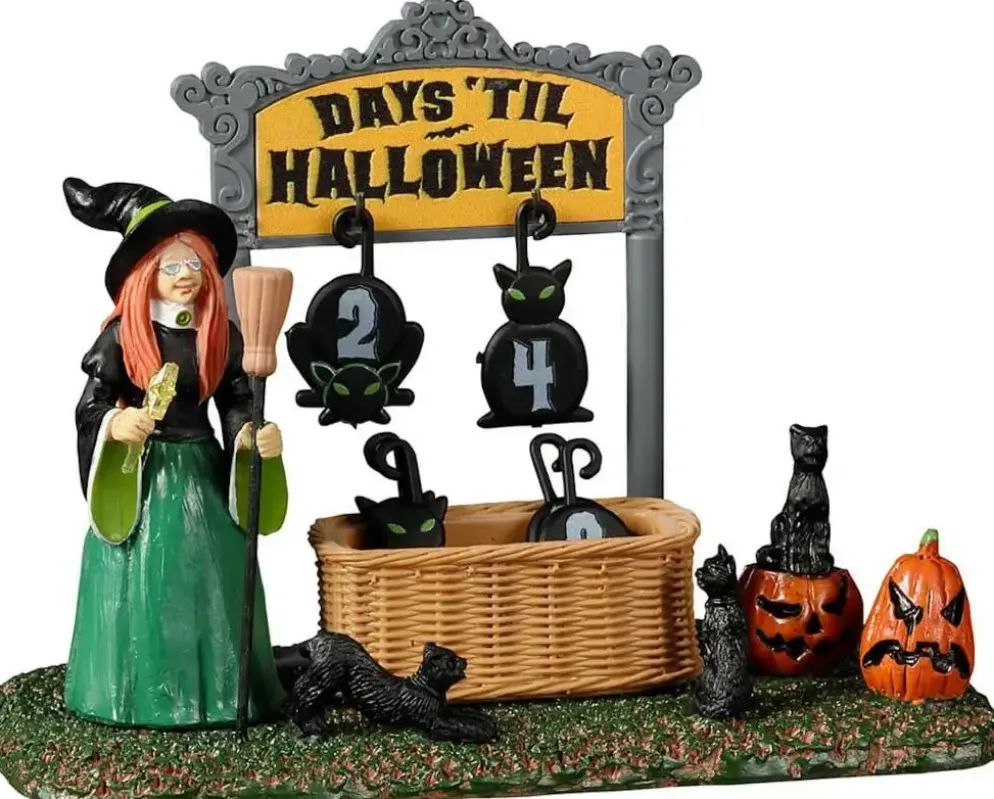 Lemax black cat countdown tafereel Spooky Town 2022