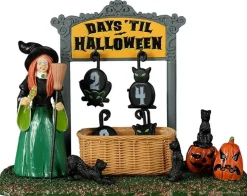 Lemax black cat countdown tafereel Spooky Town 2022