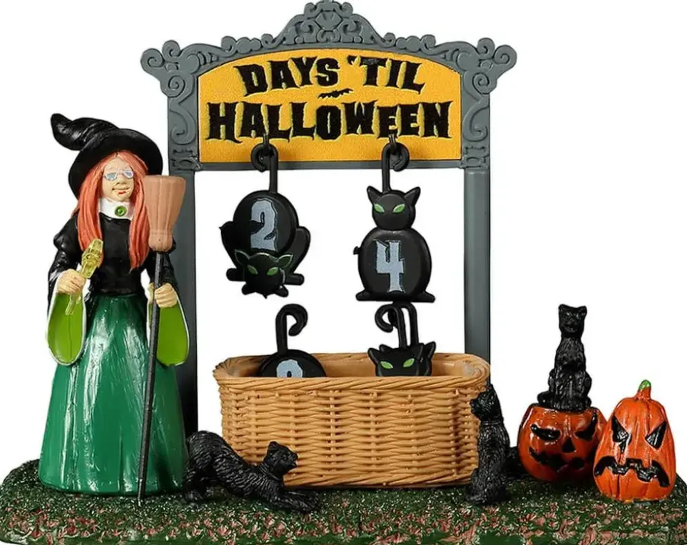 Lemax black cat countdown tafereel Spooky Town 2022