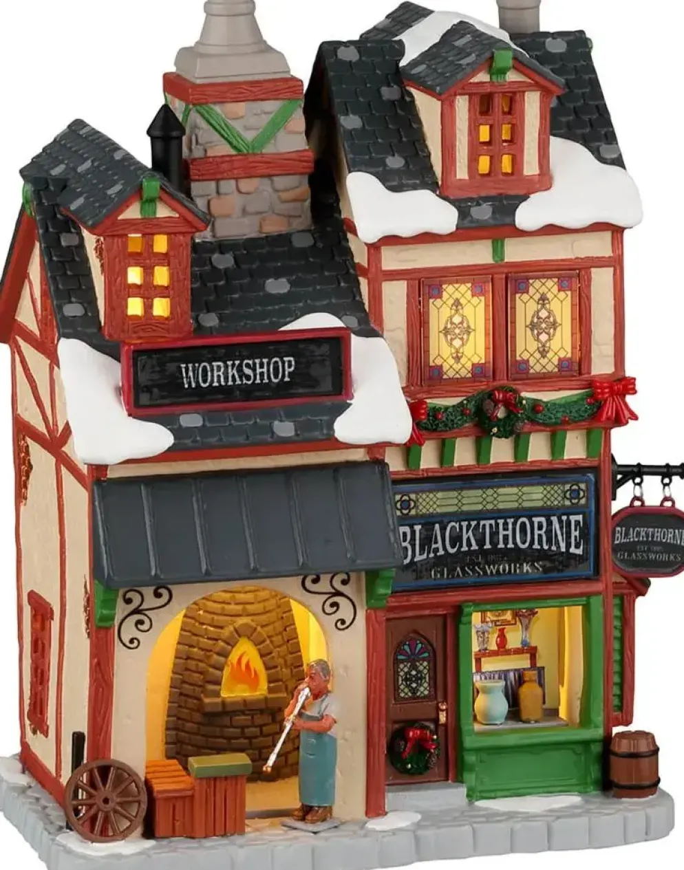 Lemax blackthorne glassworks verlicht kersthuisje Caddington Village 2022