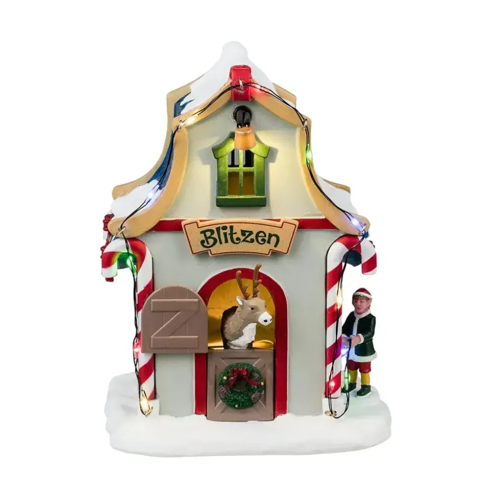 Lemax blitzen's den verlicht kerstdorp tafereel Santa's Wonderland 2024