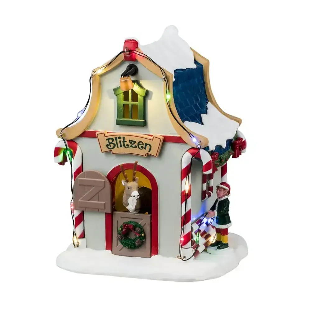 Lemax blitzen's den verlicht kerstdorp tafereel Santa's Wonderland 2024