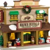 Lemax brown buffalo trading post verlicht kersthuisje Vail Village 2024
