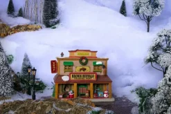 Lemax brown buffalo trading post verlicht kersthuisje Vail Village 2024