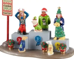Lemax canine holiday sweater contest kerstdorp tafereel Caddington Village 2021